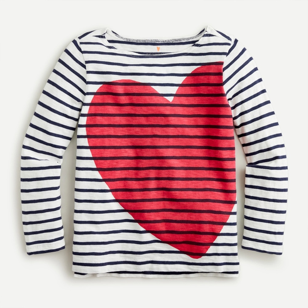 Crewcuts Girls' long-sleeve giant heart T-shirt in stripe